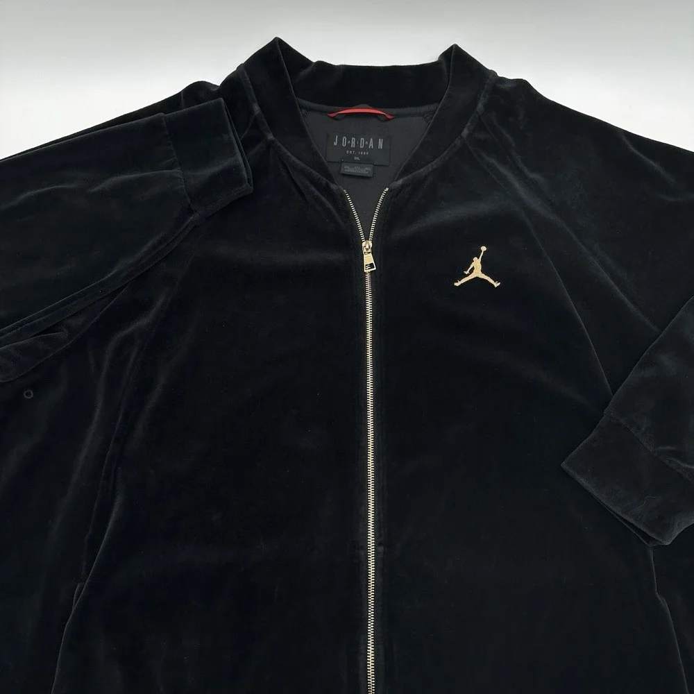 Nike Air Jordan Track Jacket Mens XXXL 3XL Black Jumpman Velour ZipUp AH2357-010